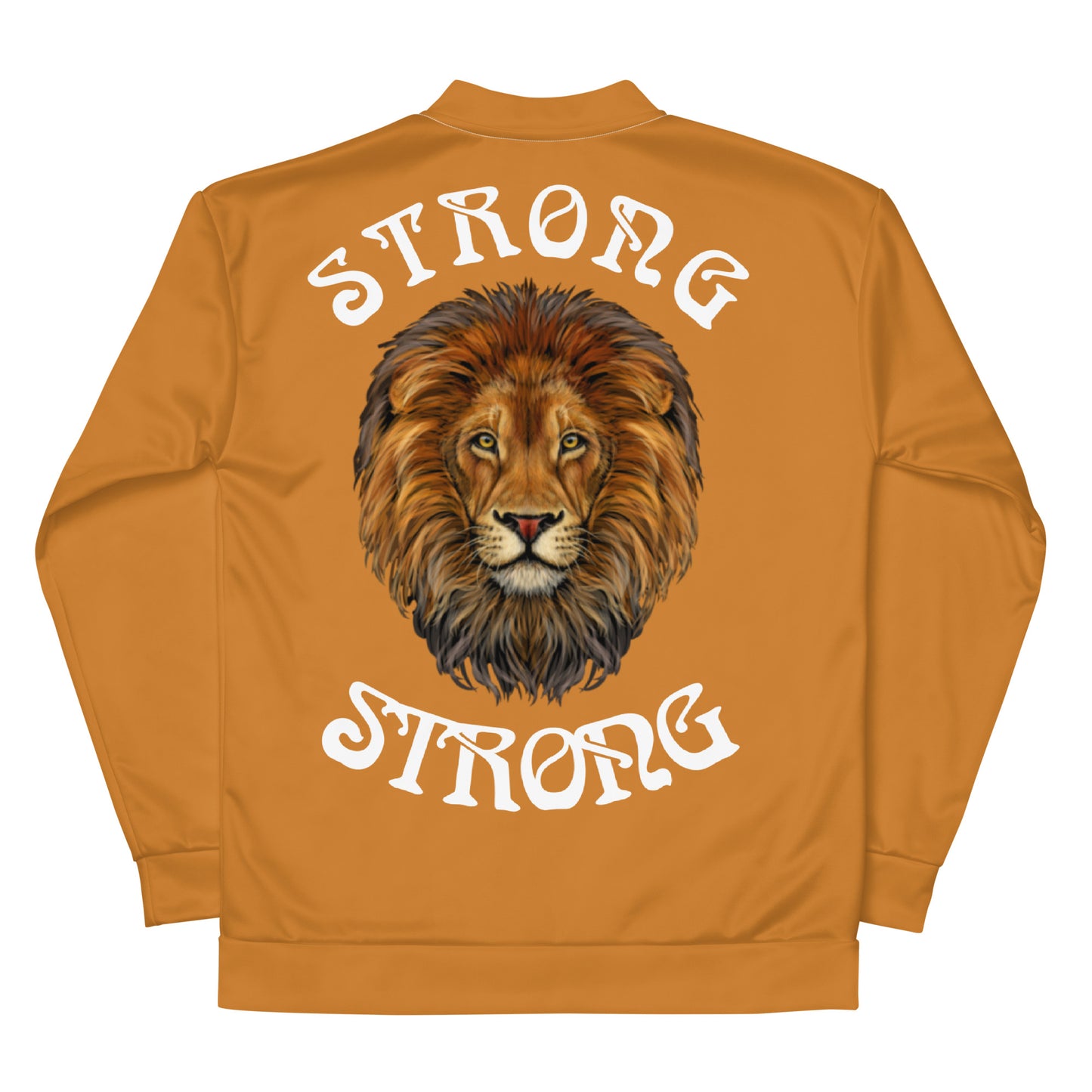 "STRONG"Bronze Unisex Bomber Jacket W/White Font