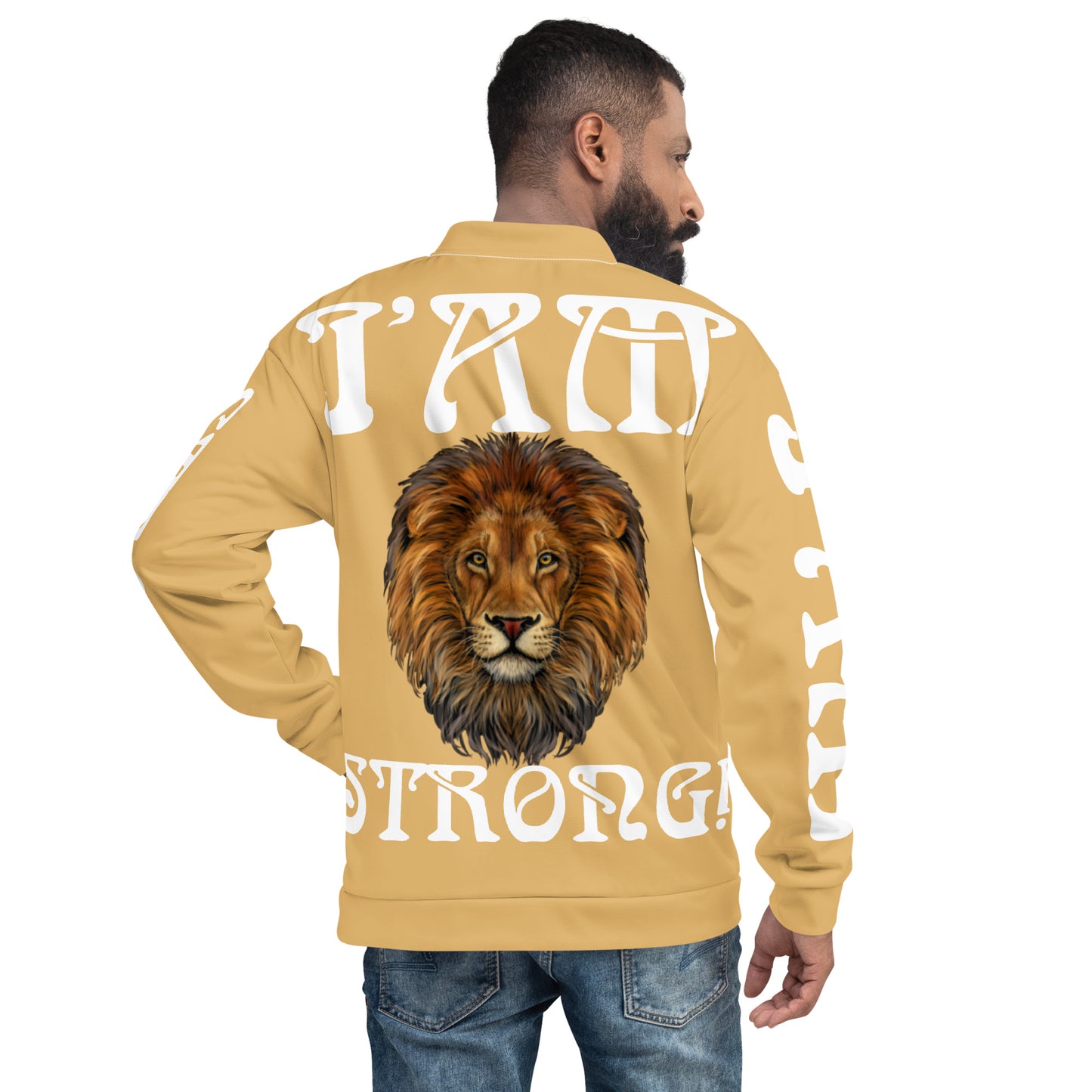 “I’AM STRONG!”Fawn Unisex Bomber Jacket W/White Font