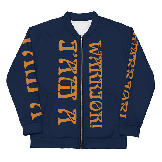 “I’AM A WARRIOR!”Navy Unisex Bomber Jacket W/Bronze Font