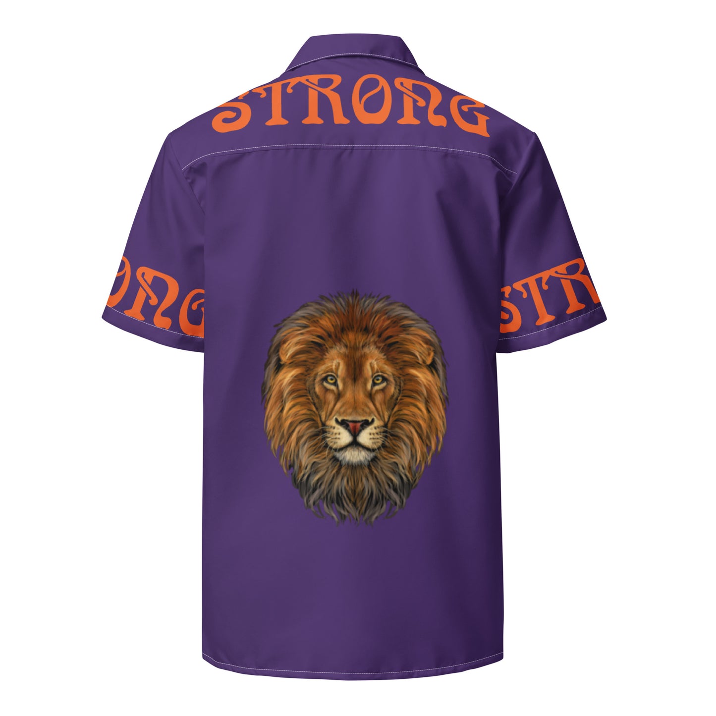 “STRONG” Purple Unisex Button Shirt W/Orange Font