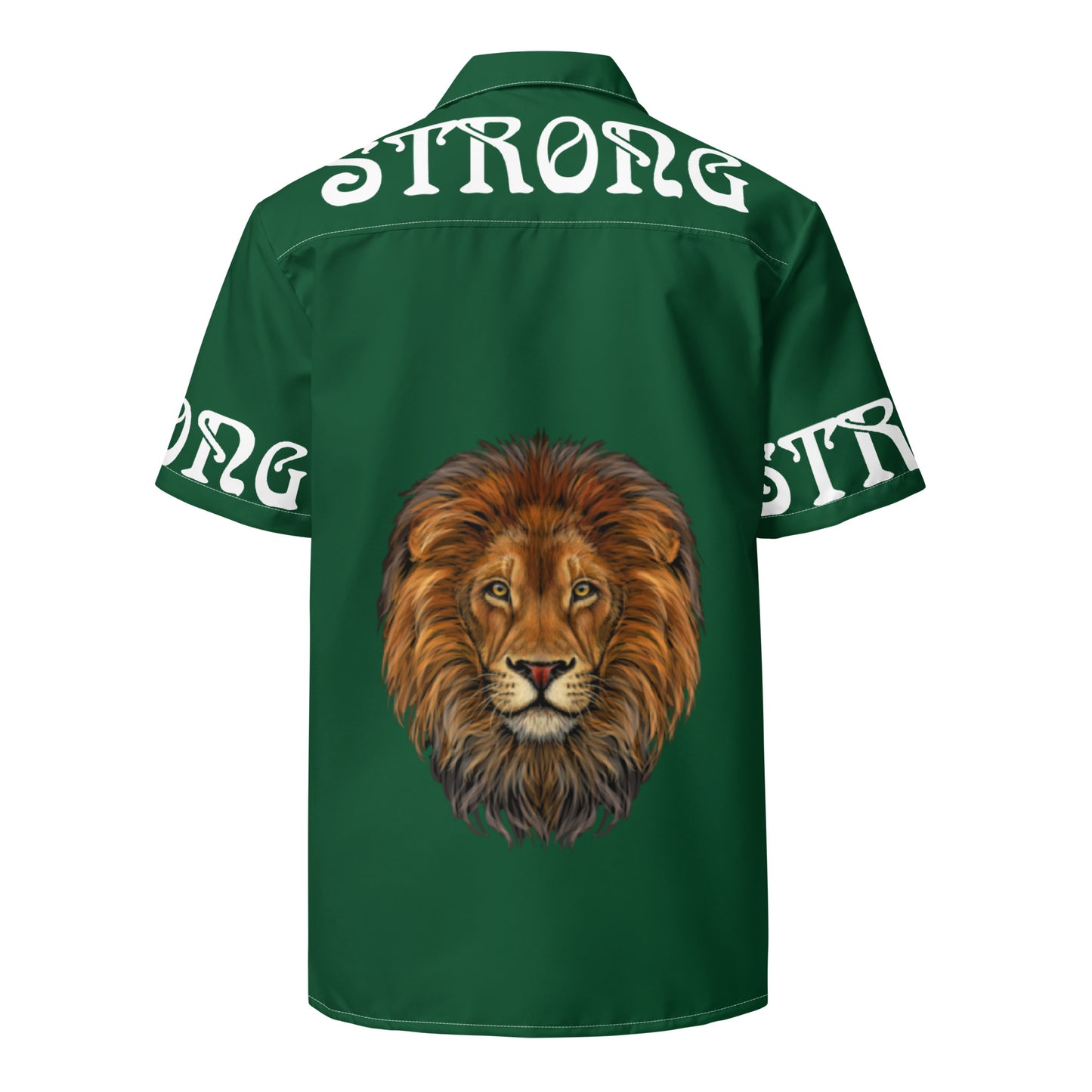 “STRONG” Green Unisex Button Shirt W/White Font