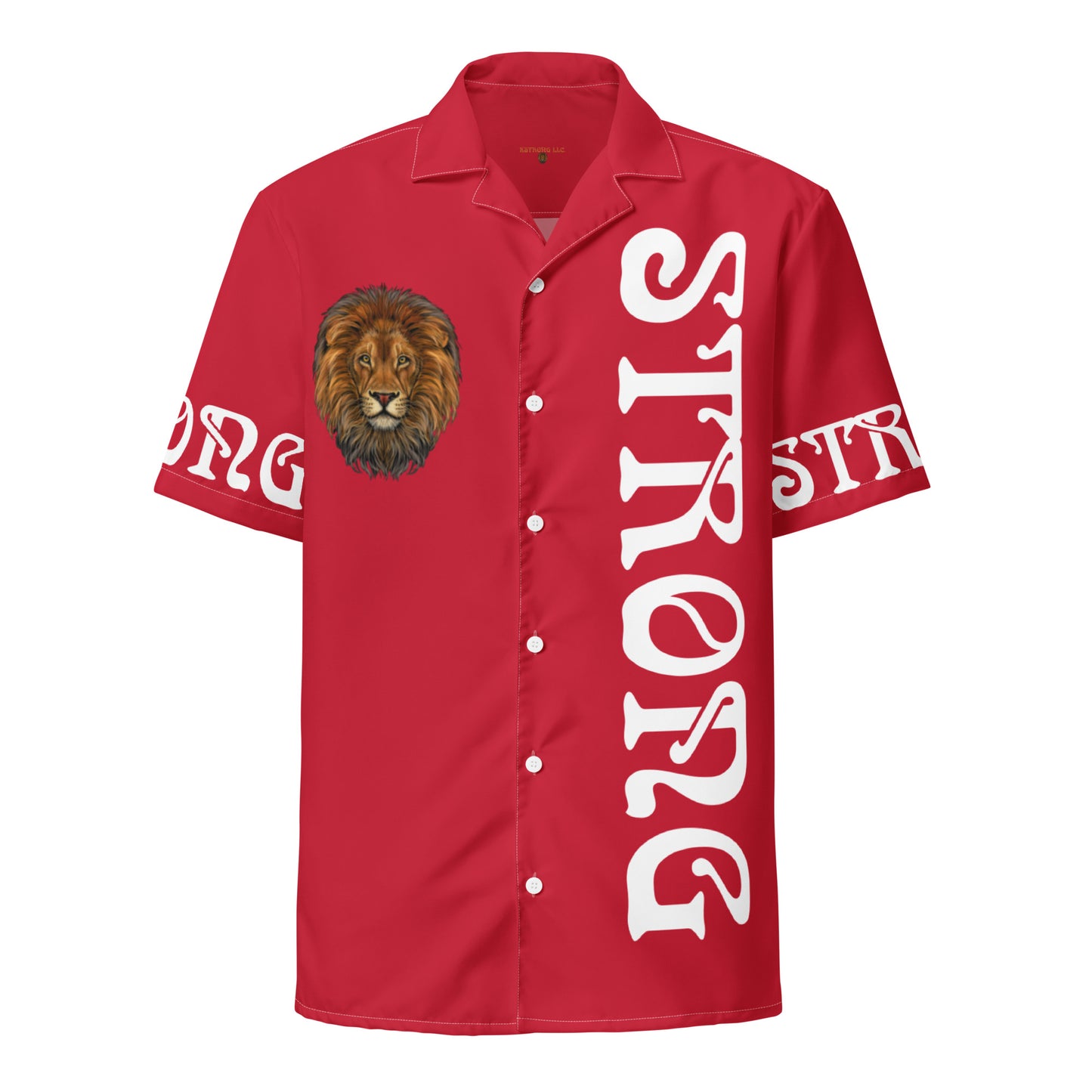 “STRONG” Red Unisex Button Shirt W/White Font