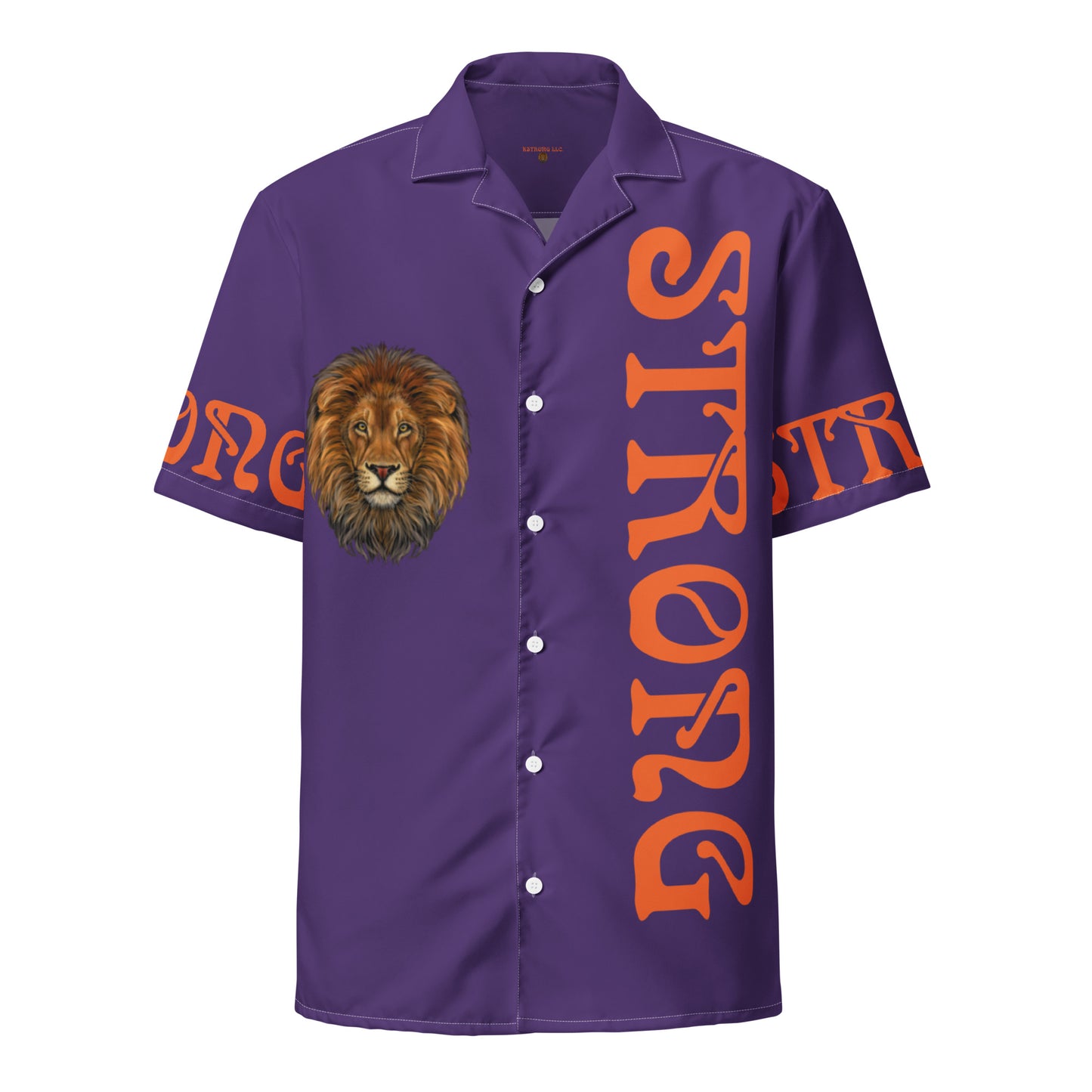 “STRONG” Purple Unisex Button Shirt W/Orange Font