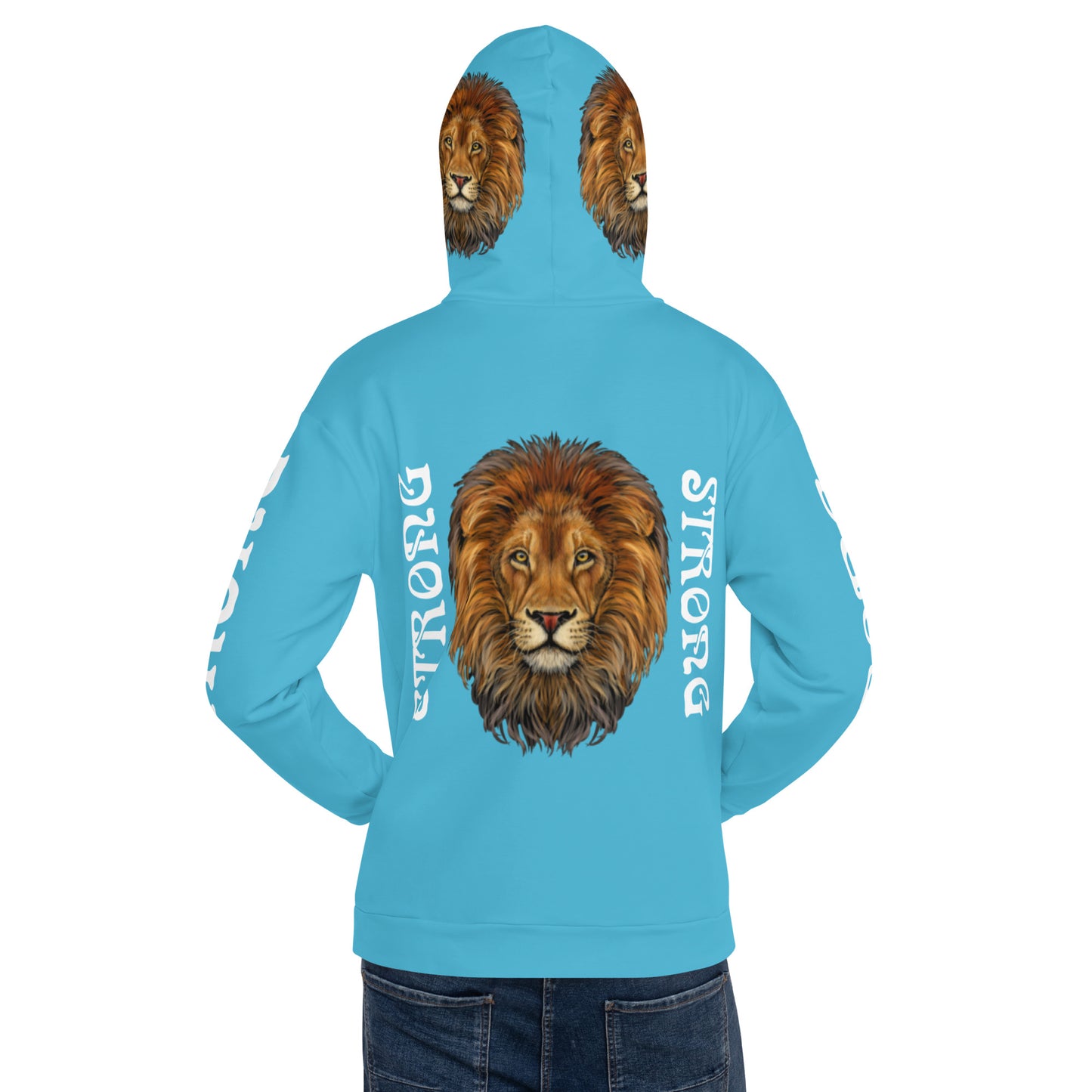 “STRONG”SkyBlue DoubleView Unisex Hoodie W/White Font