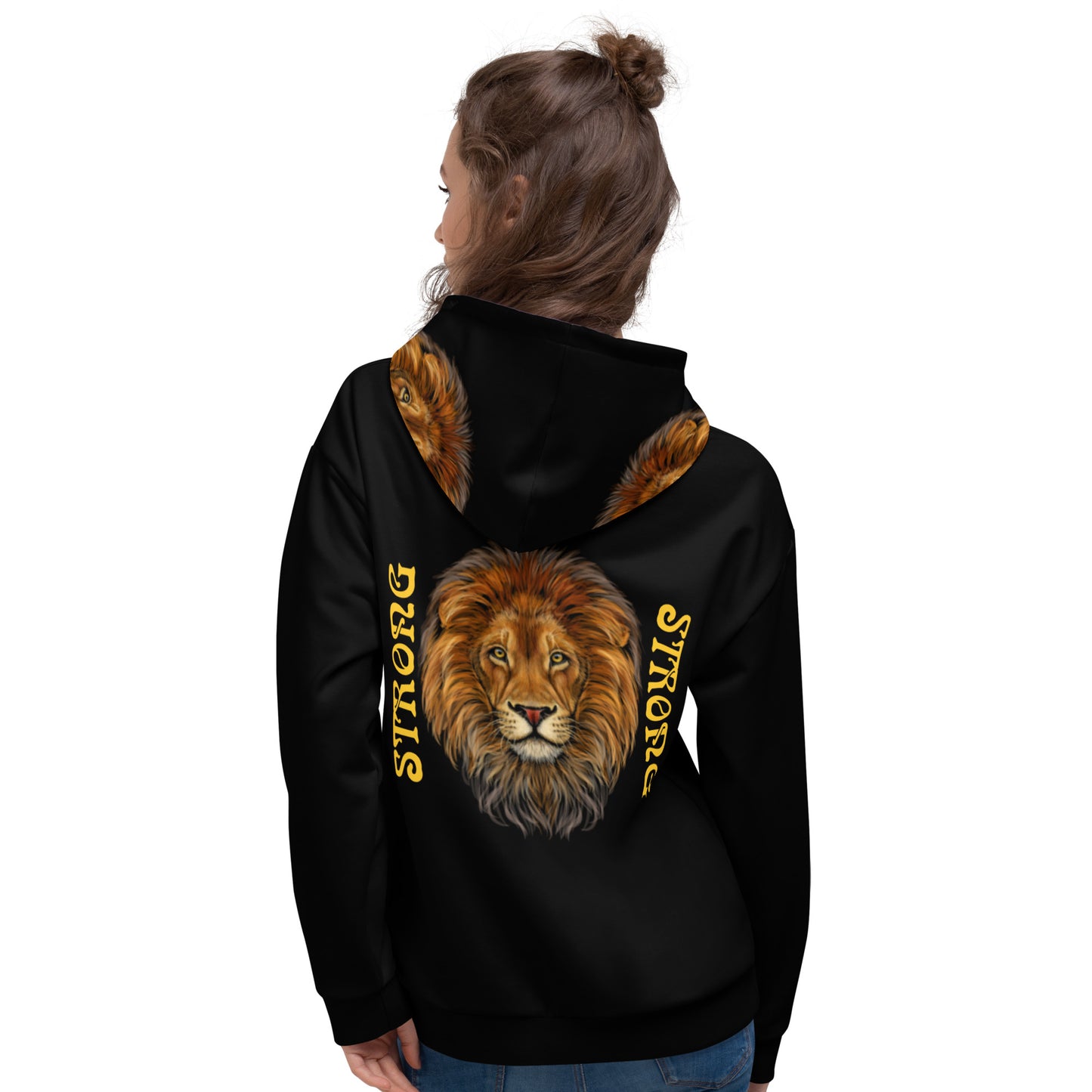 “STRONG”Black DoubleView Unisex Hoodie W/Yellow Font