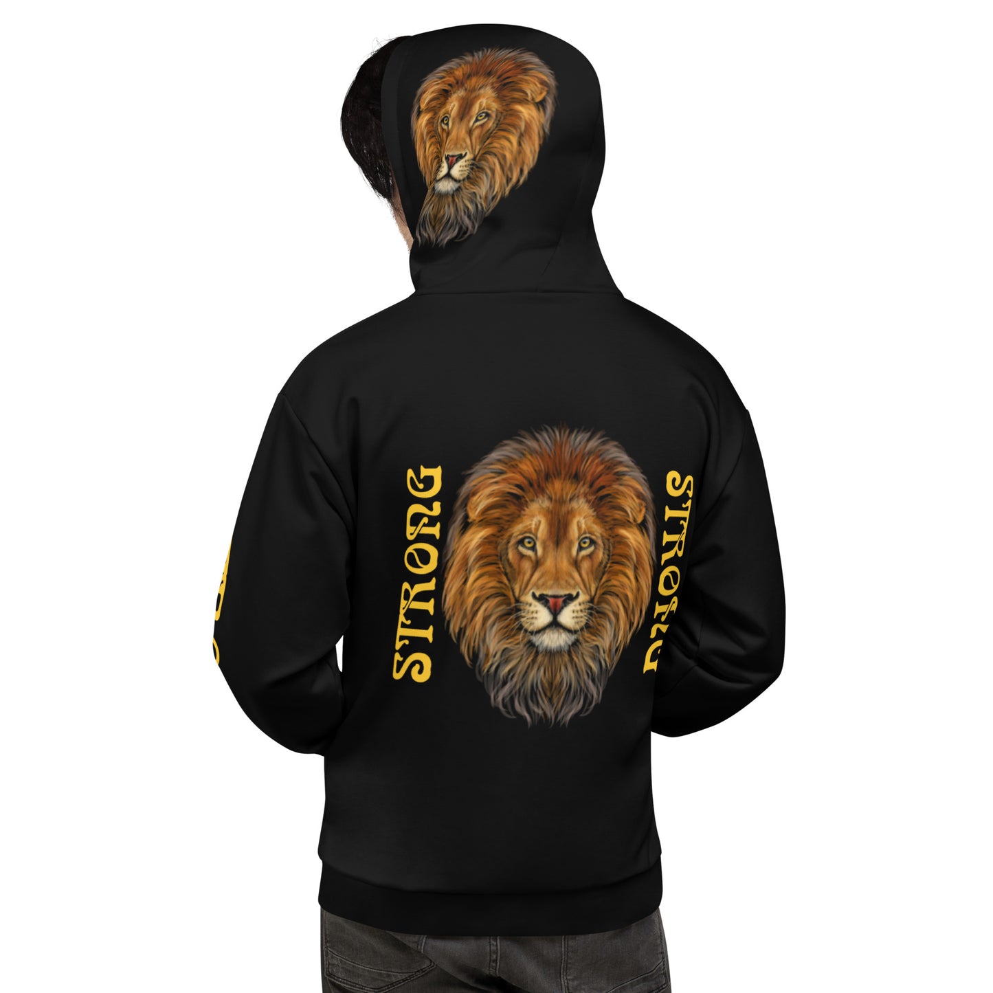 “STRONG”Black DoubleView Unisex Hoodie W/Yellow Font