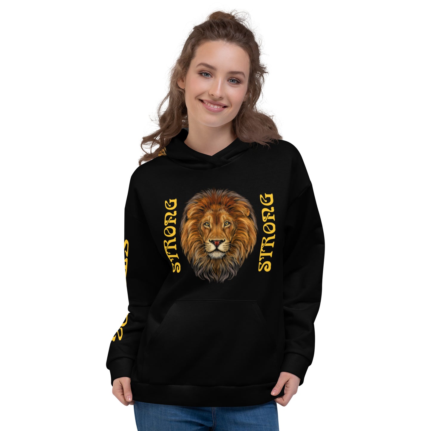 “STRONG”Black DoubleView Unisex Hoodie W/Yellow Font