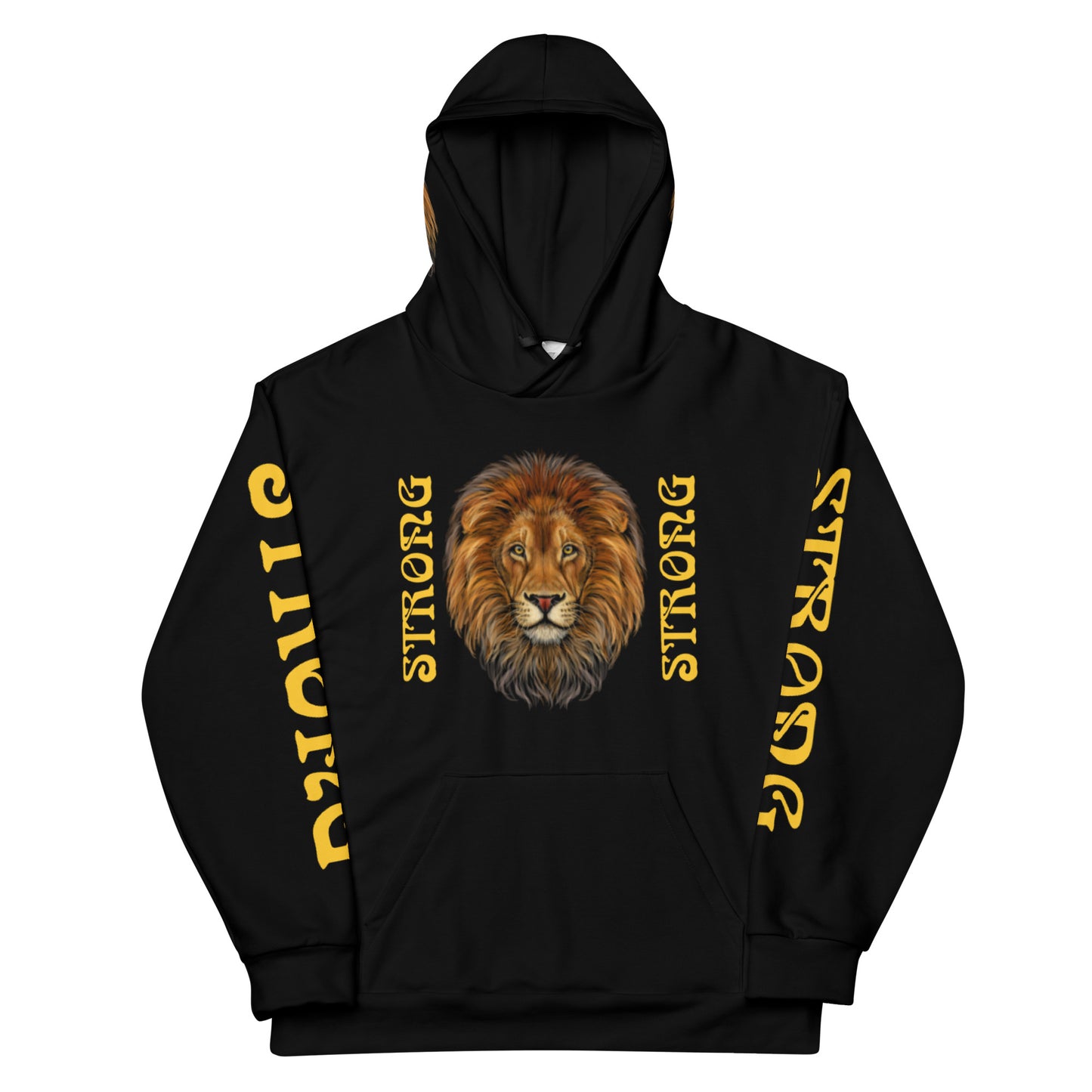 “STRONG”Black DoubleView Unisex Hoodie W/Yellow Font