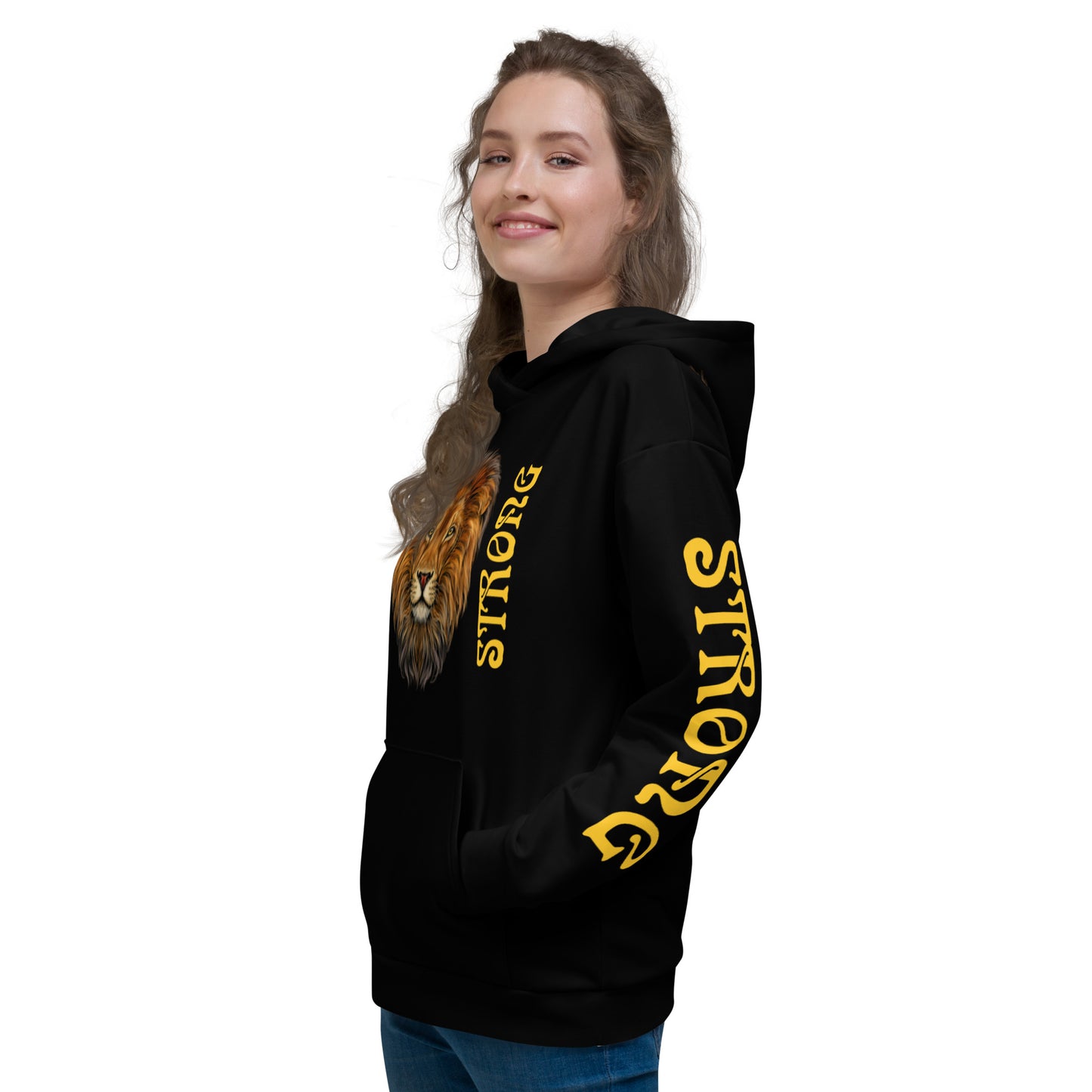 “STRONG”Black DoubleView Unisex Hoodie W/Yellow Font