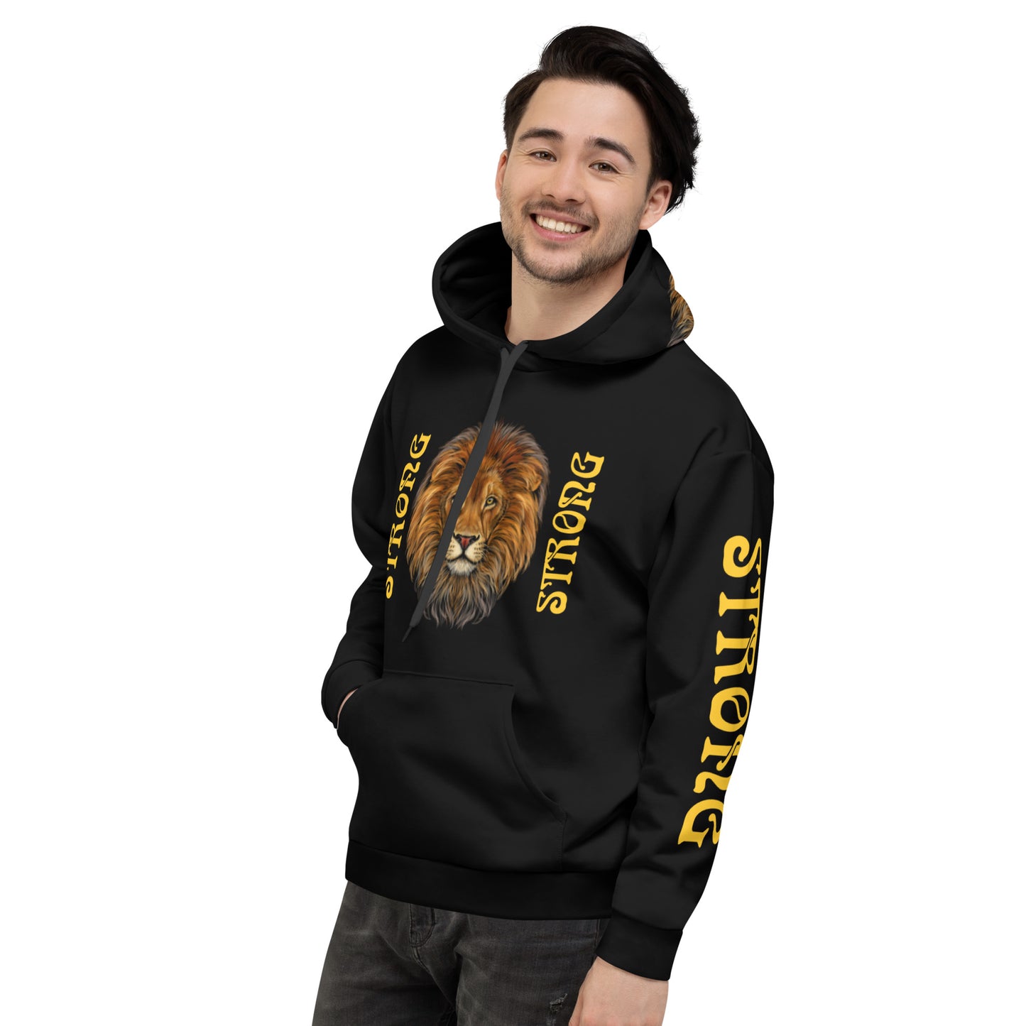 “STRONG”Black DoubleView Unisex Hoodie W/Yellow Font