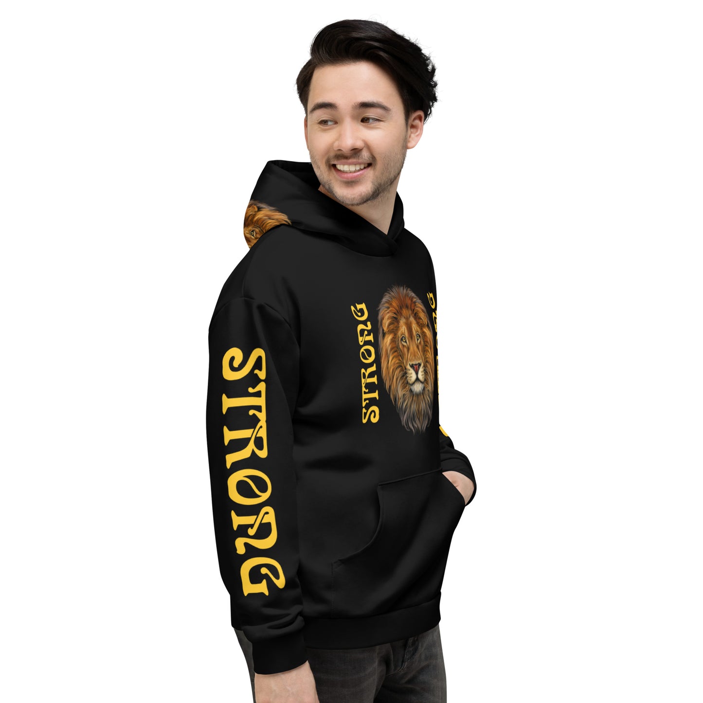 “STRONG”Black DoubleView Unisex Hoodie W/Yellow Font