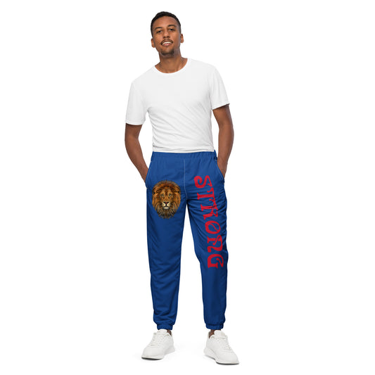 “STRONG”Blue Unisex Track Pants W/Red Font