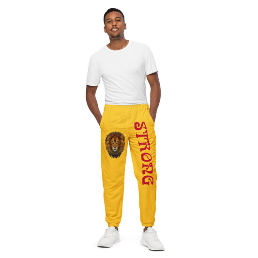 “STRONG”Yellow Unisex Track Pants W/Red Font