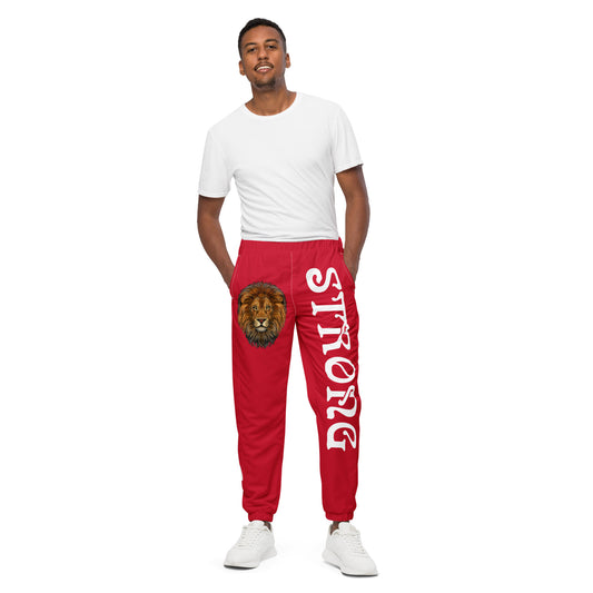 “STRONG”Red Unisex Track Pants W/White Font