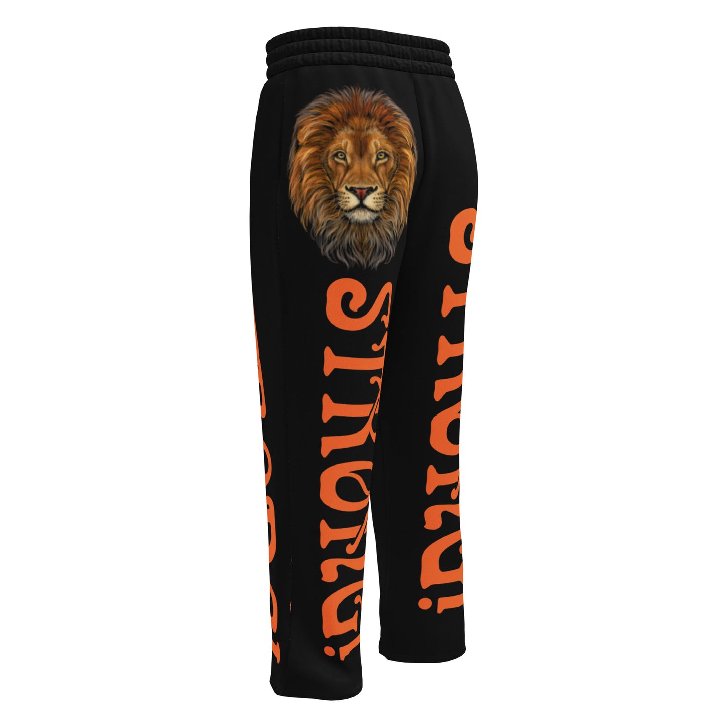 “STRONG!” Black Wide-Leg Joggers W/Orange Font