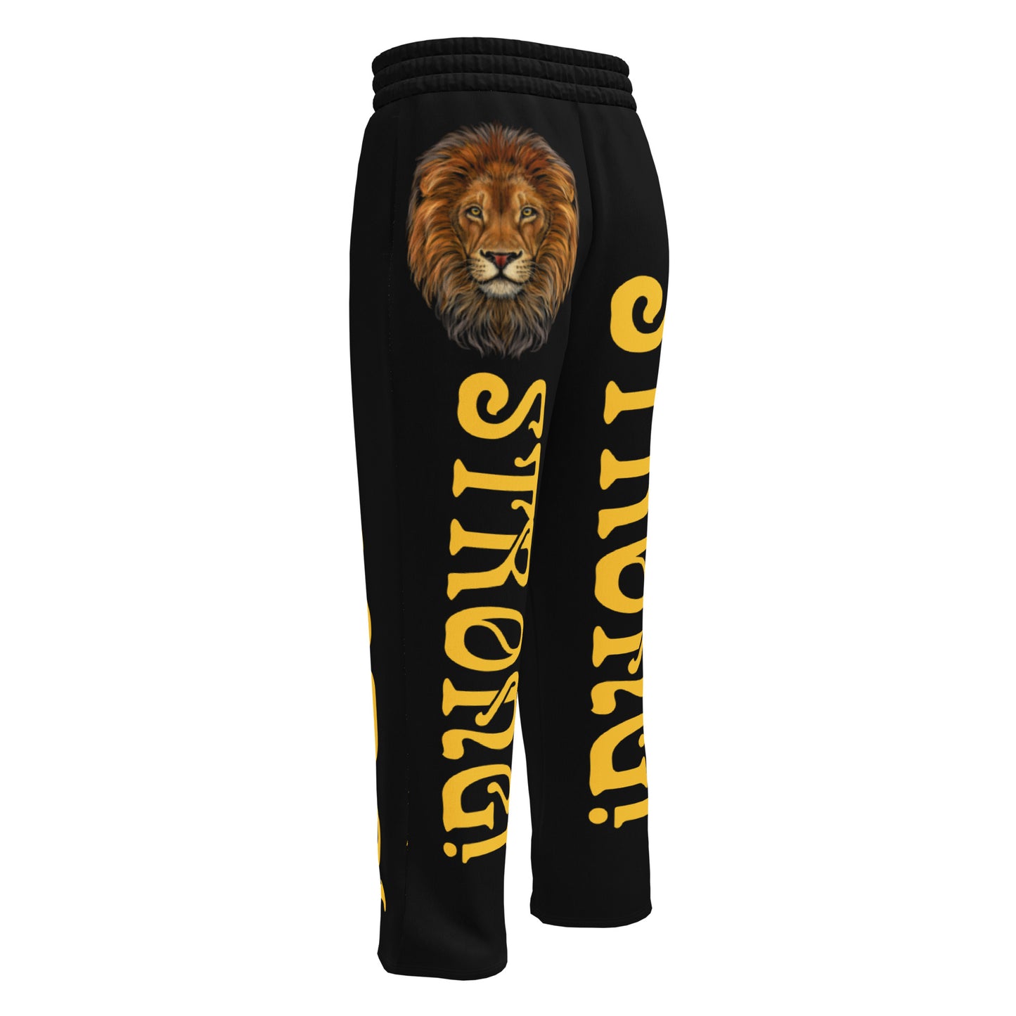 “STRONG!” Black Wide-Leg Joggers W/Yellow Font