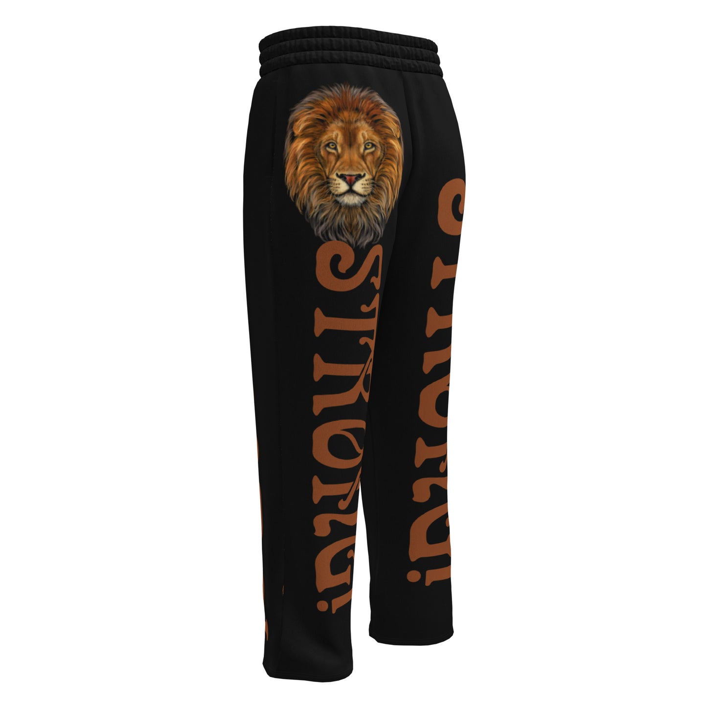 “STRONG!” Black Wide-Leg Joggers W/Brown Font