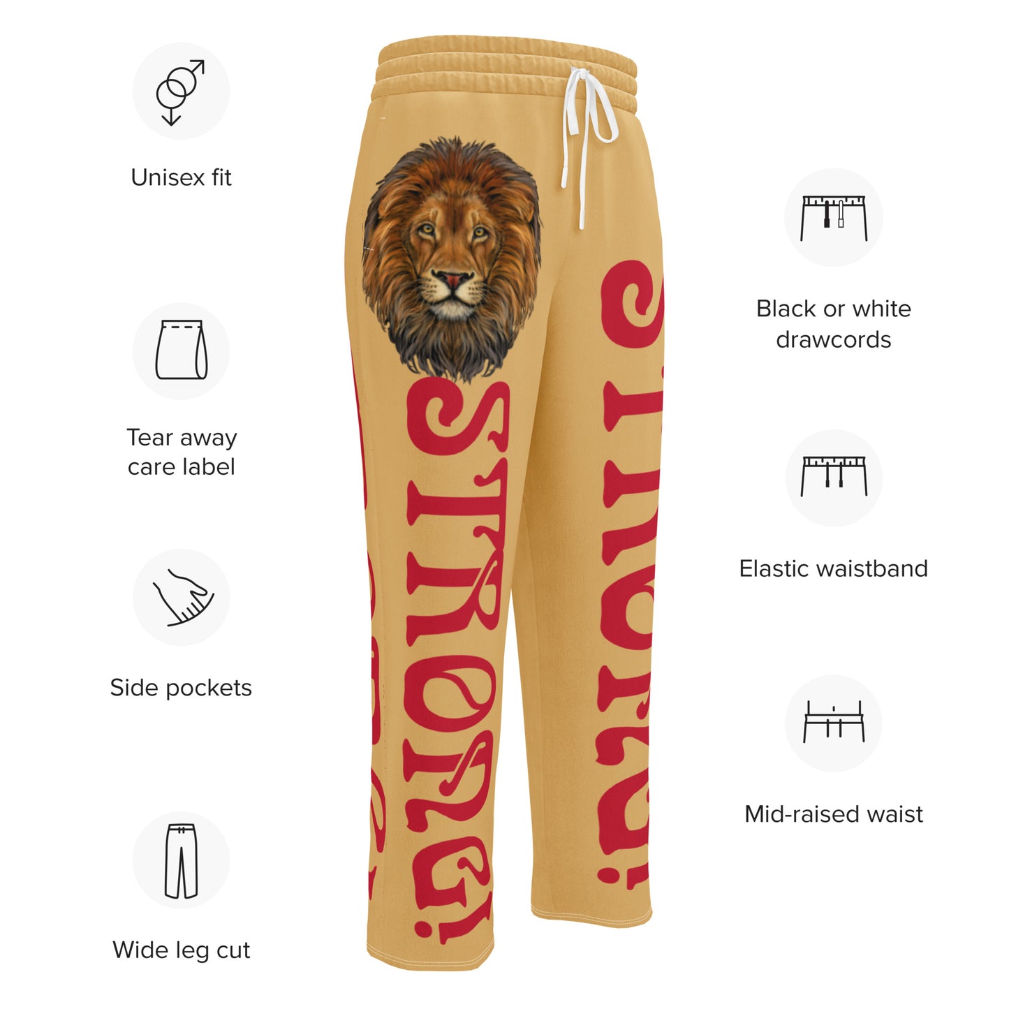 “STRONG!”Fawn Wide-Leg Joggers W/Red Font