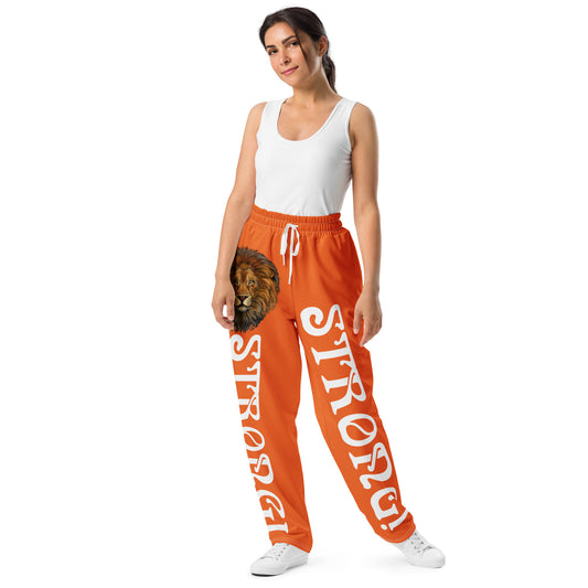 “STRONG!” Orange Wide-Leg Joggers W/White Font