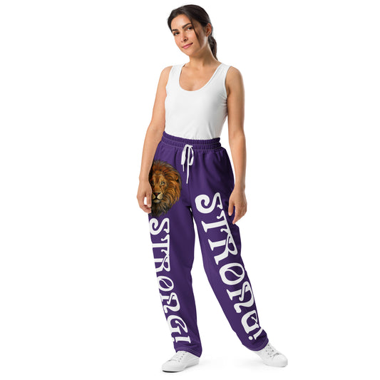 “STRONG!” Purple Wide-Leg Joggers W/White Font