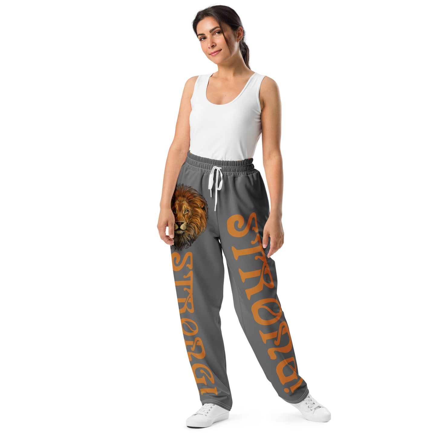 “STRONG!” Grey Wide-Leg Joggers W/Fawn Font