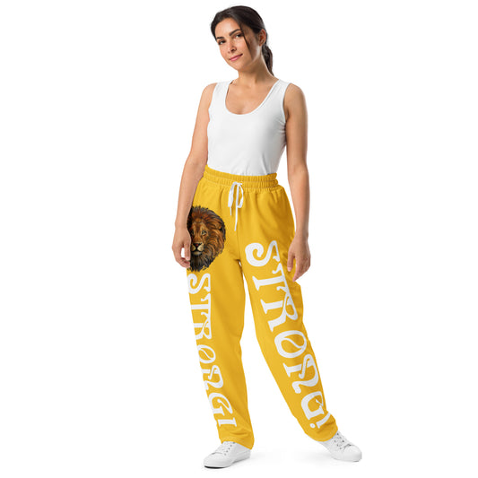 “STRONG!” Yellow Wide-Leg Joggers W/White Font