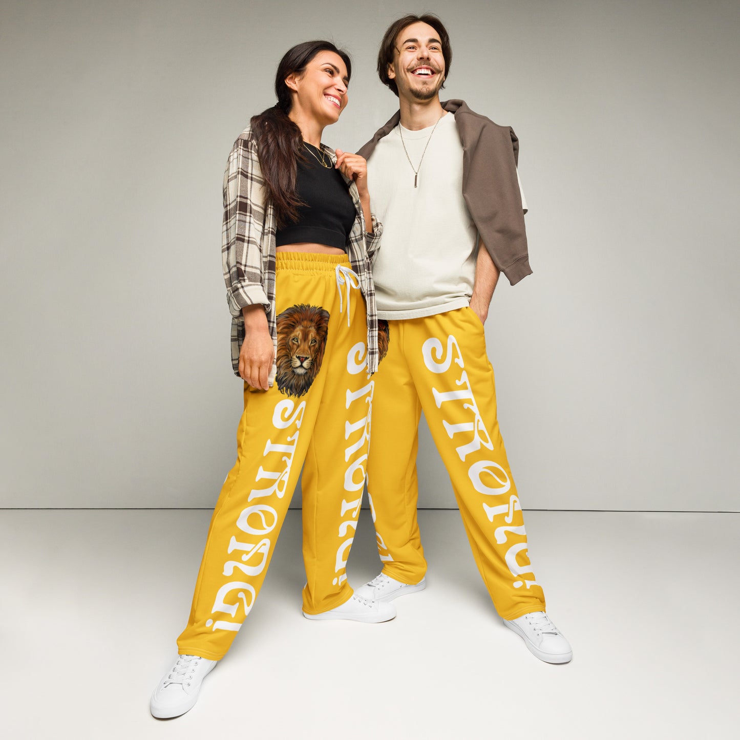 “STRONG!” Yellow Wide-Leg Joggers W/White Font