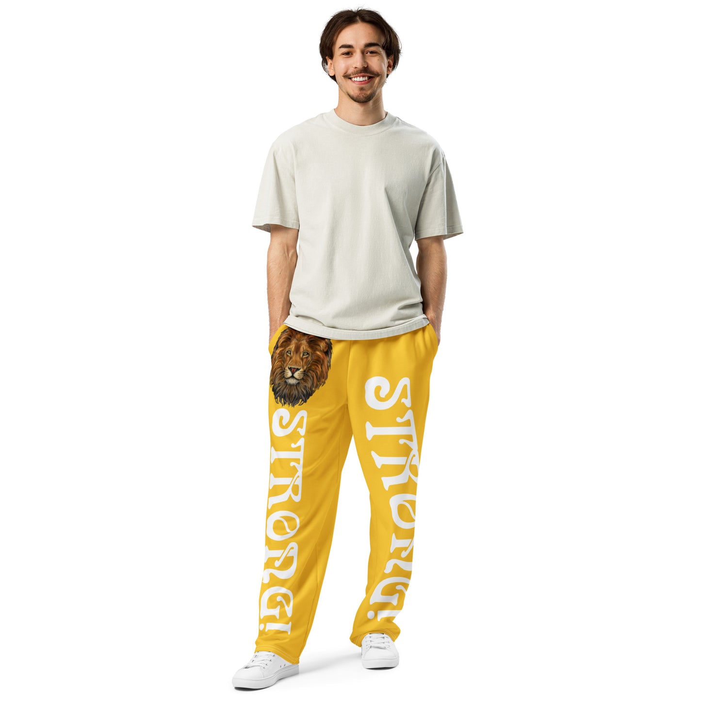 “STRONG!” Yellow Wide-Leg Joggers W/White Font