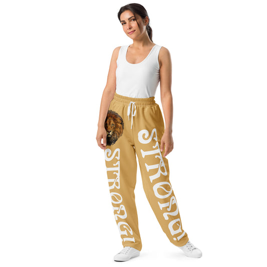 “STRONG!” Fawn Wide-Leg Joggers W/White Font