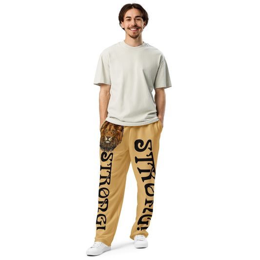 “STRONG!” Fawn Wide-Leg Joggers W/Black Font