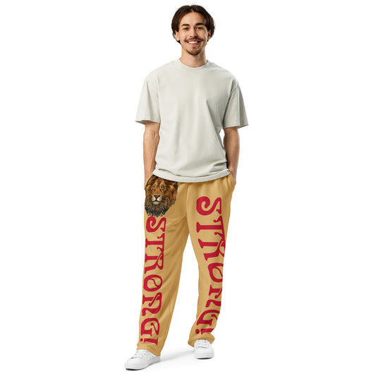 “STRONG!”Fawn Wide-Leg Joggers W/Red Font