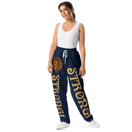 “STRONG!” Navy Wide-Leg Joggers W/Fawn Font