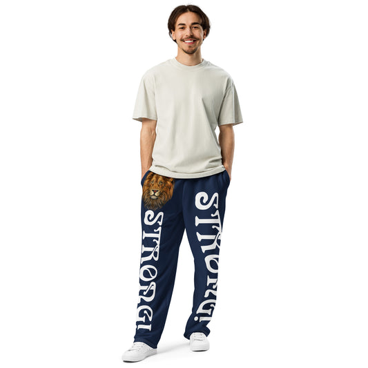 “STRONG!” Navy Wide-Leg Joggers W/White Font