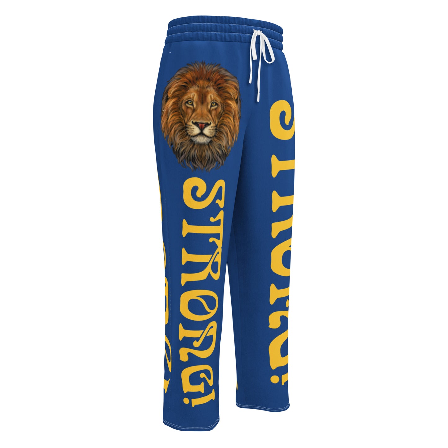 “STRONG!” Blue Wide-Leg Joggers W/Yellow Font