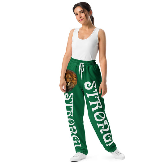 “STRONG!” Green Wide-Leg Joggers W/White Font