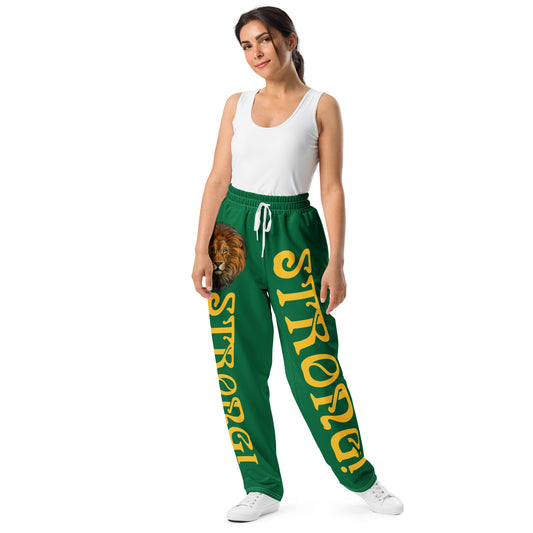 “STRONG!” Green Wide-Leg Joggers W/Yellow Font