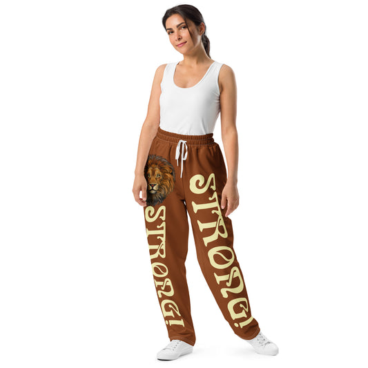 “STRONG!” Brown Wide-Leg Joggers W/Banana Font