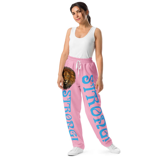 “STRONG!” Cotton Candy Wide-Leg Joggers W/SkyBlue Font