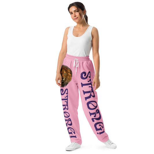 “STRONG!” Cotton Candy Wide-Leg Joggers W/Purple Font