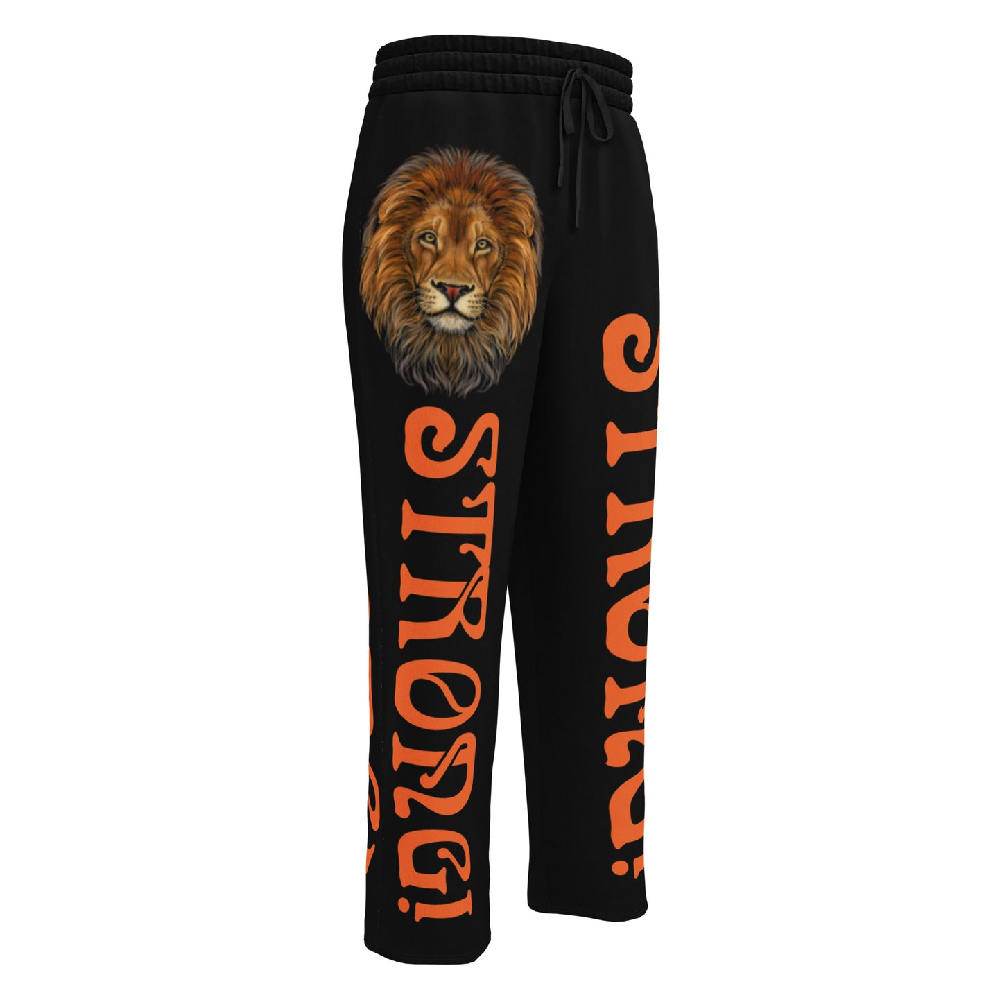 “STRONG!” Black Wide-Leg Joggers W/Orange Font