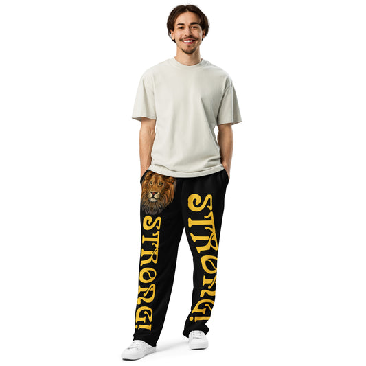 “STRONG!” Black Wide-Leg Joggers W/Yellow Font