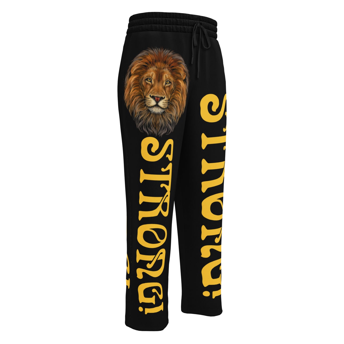 “STRONG!” Black Wide-Leg Joggers W/Yellow Font