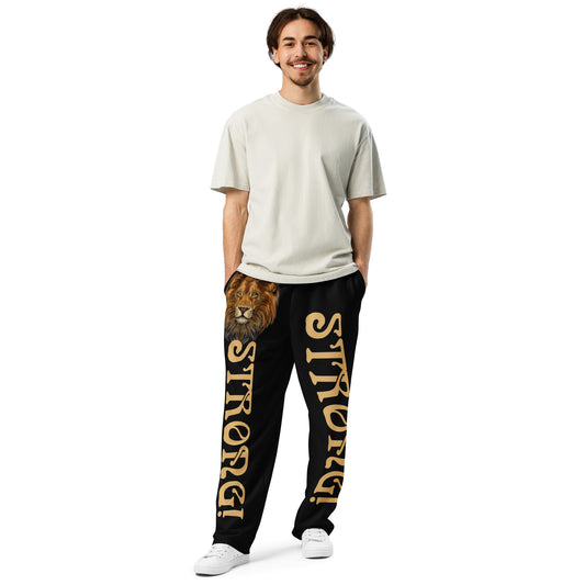 “STRONG!” Black Wide-Leg Joggers W/Fawn Font