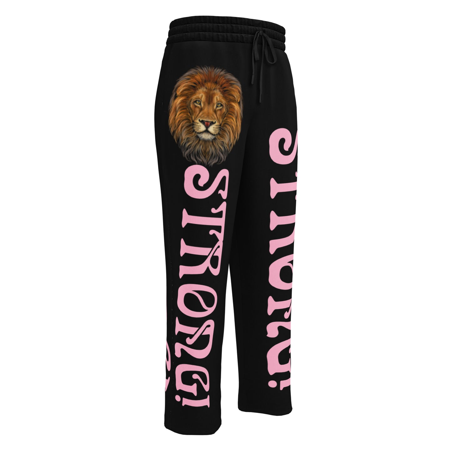 “STRONG!” Black Wide-Leg Joggers W/Cotton Candy Font