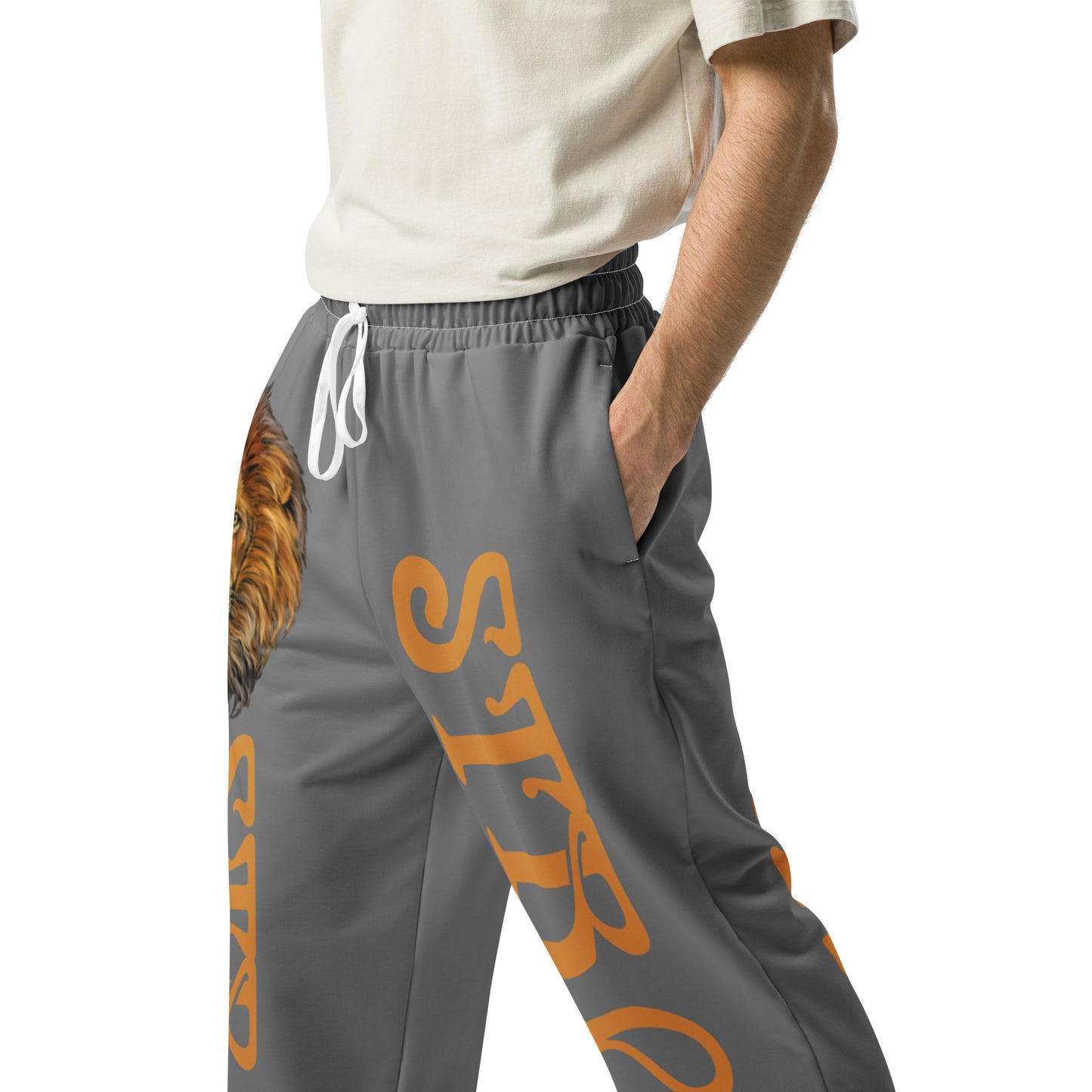 “STRONG!” Grey Wide-Leg Joggers W/Fawn Font