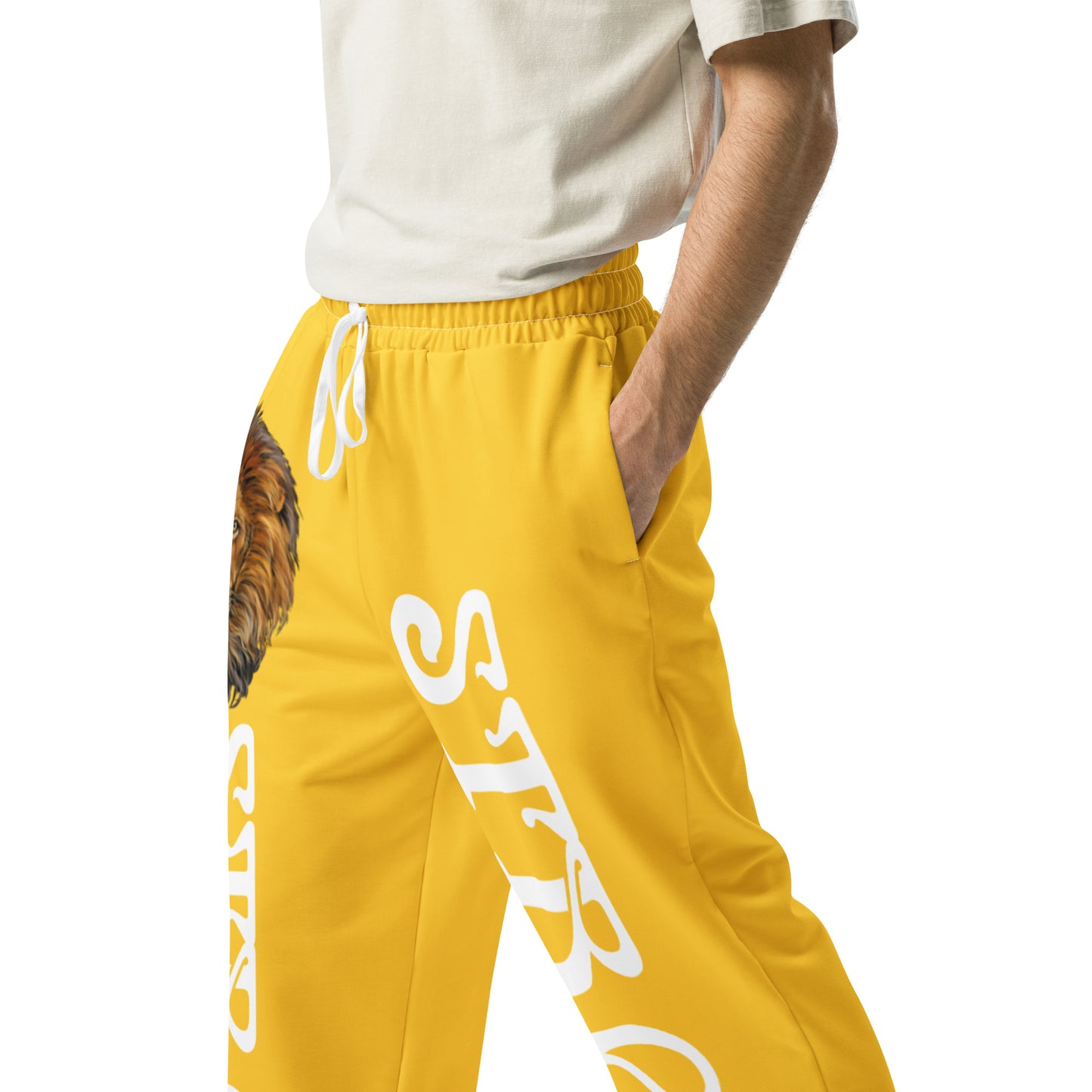 “STRONG!” Yellow Wide-Leg Joggers W/White Font