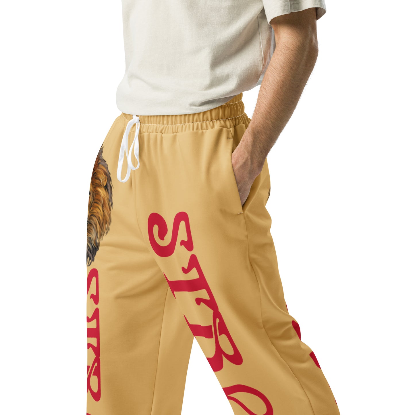 “STRONG!”Fawn Wide-Leg Joggers W/Red Font