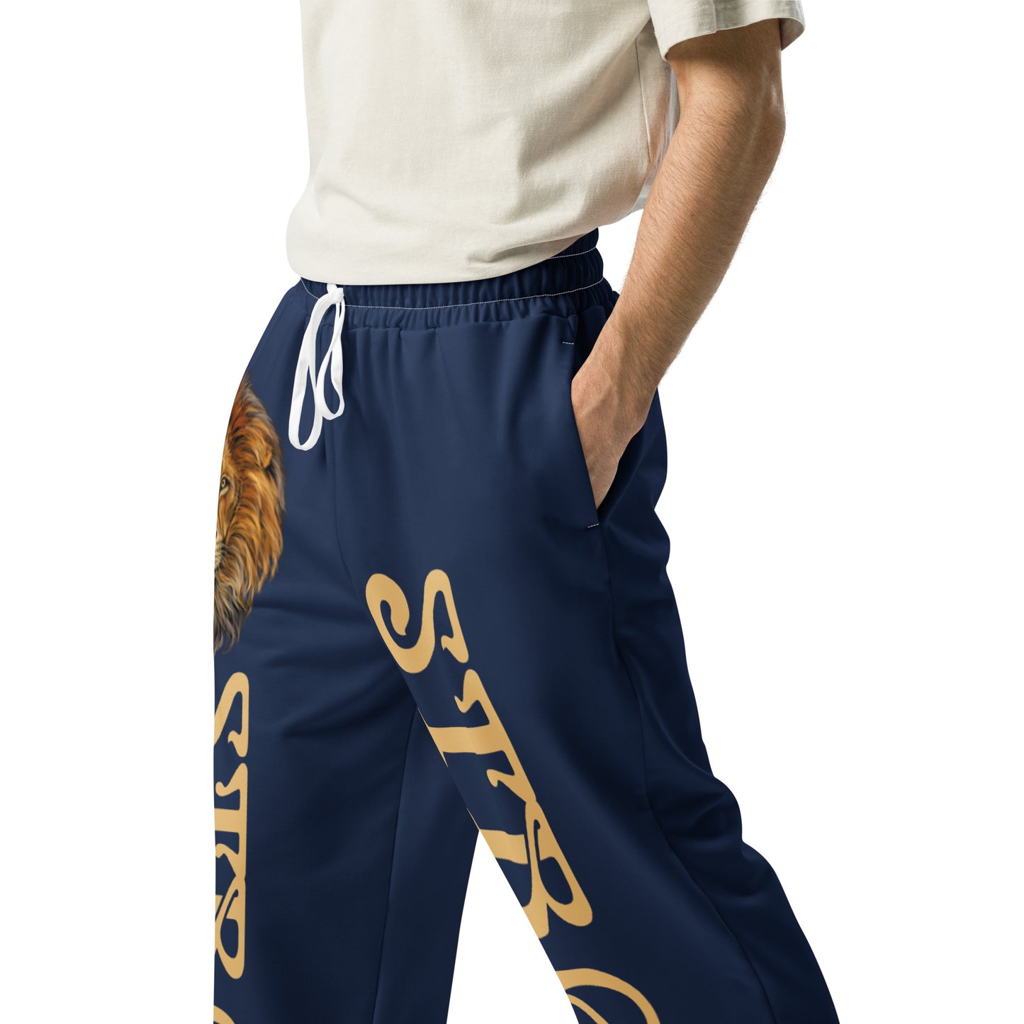 “STRONG!” Navy Wide-Leg Joggers W/Fawn Font