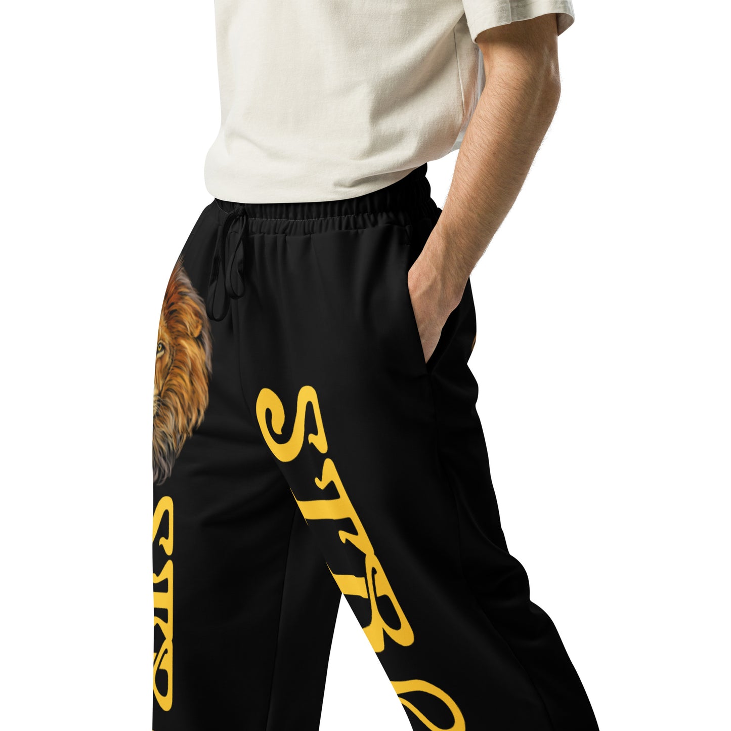 “STRONG!” Black Wide-Leg Joggers W/Yellow Font