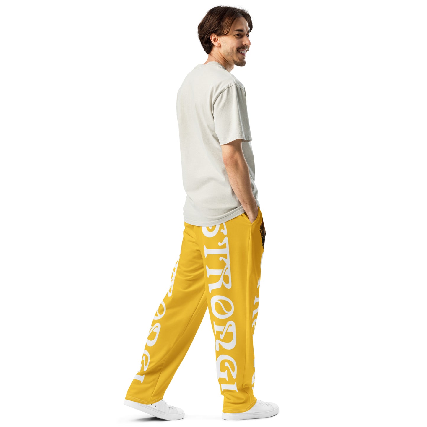 “STRONG!” Yellow Wide-Leg Joggers W/White Font